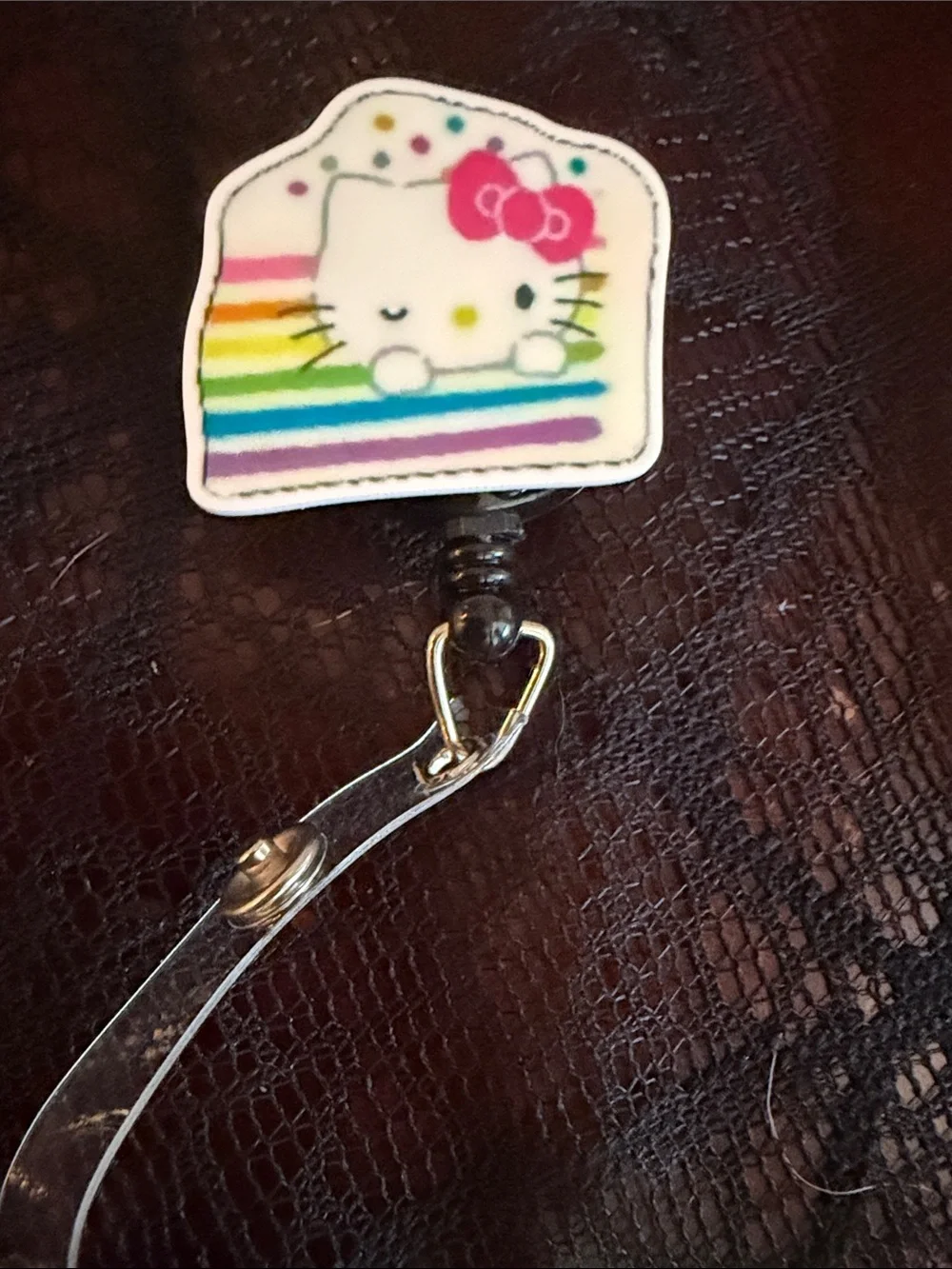 Hello Kitty Rainbow Badge Reel - Pink & Multicolor Accessory